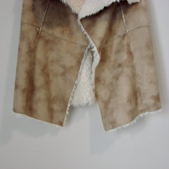 Faux Fur Vest Sherpa Tan Cream Open Front Design Lab Lord & Taylor Size XS - Picture 6 of 12